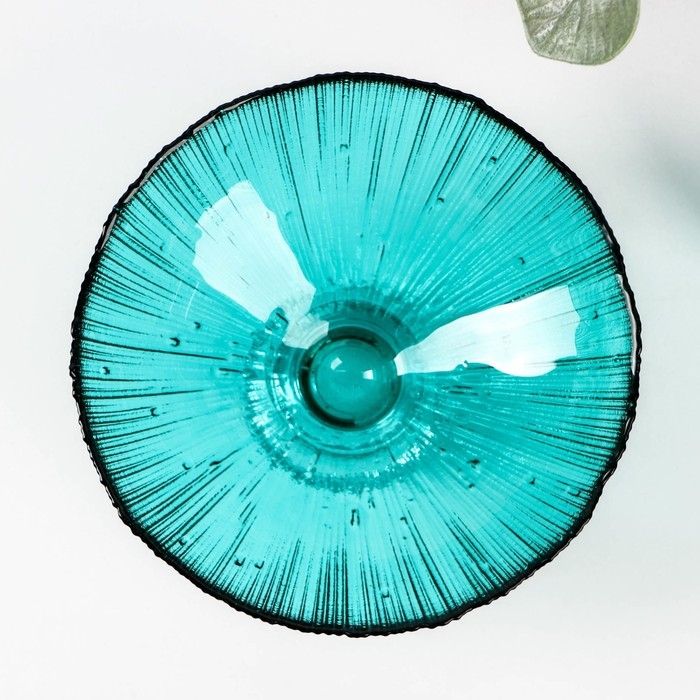 Ваза стеклянная для фруктов &laquo;Фейерверк&raquo;, 350 мл, 15&times;7,5 см, цвет изумрудный