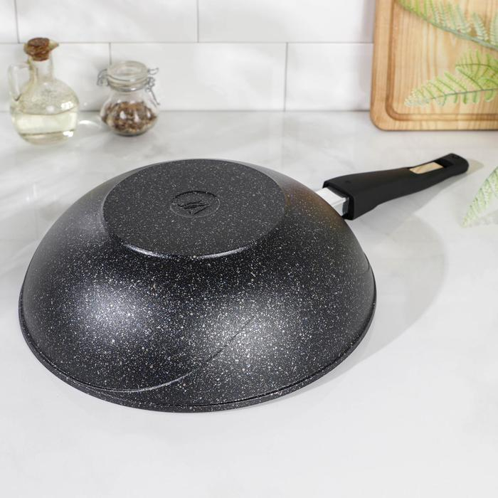 Сковорода &laquo;Гранит Star&raquo;, d=28 см, съёмная ручка, антипригарное покрытие, тёмно-синий