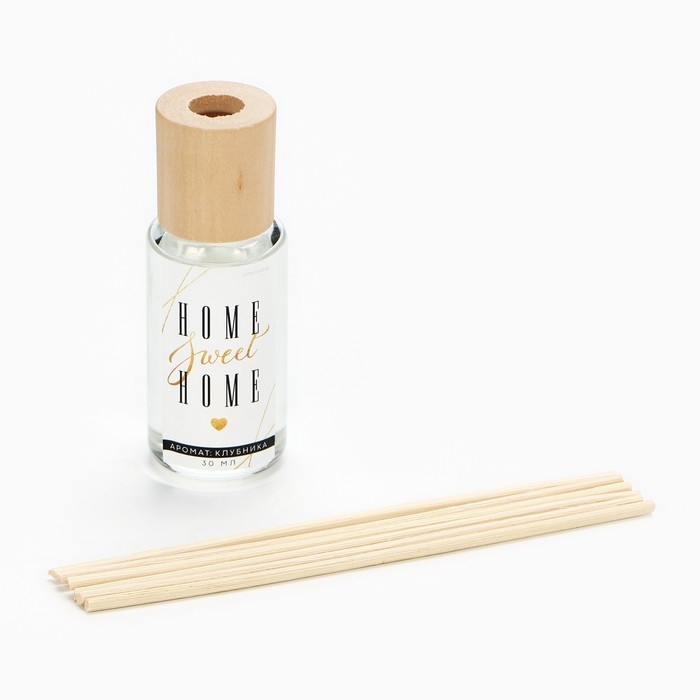 Диффузор ароматический палочки, ароматизатор для дома &laquo;Аромадиффузор: Home sweet home&raquo;, аромат клубника, 30 мл.