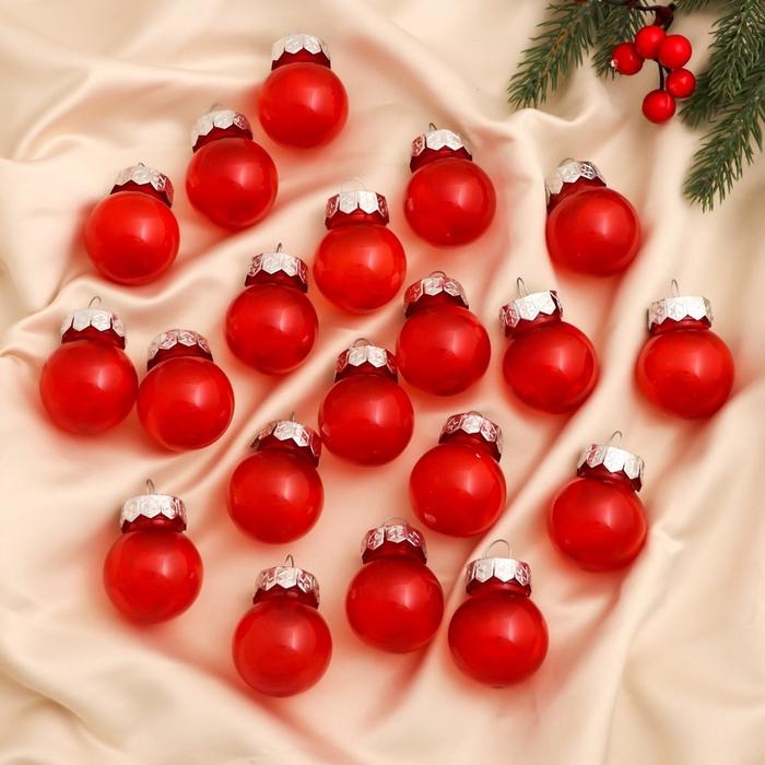 Набор шаров пластик d-4 см, 20 шт "Фелиция" красный