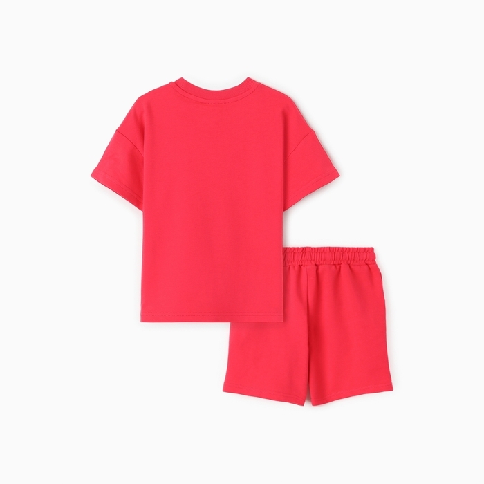 Комплект детский (футболка, шорты), цвет бубль-гум, рост 128 см