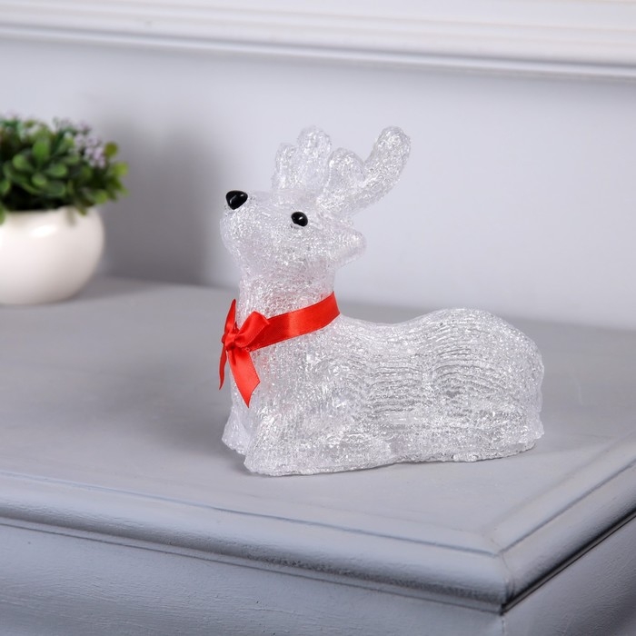 Светодиодная фигура &laquo;Оленёнок&raquo; 15 &times; 16 &times; 10 см, акрил, 20 LED, батарейки АА &times; 3 (не в комплекте), свечение белое