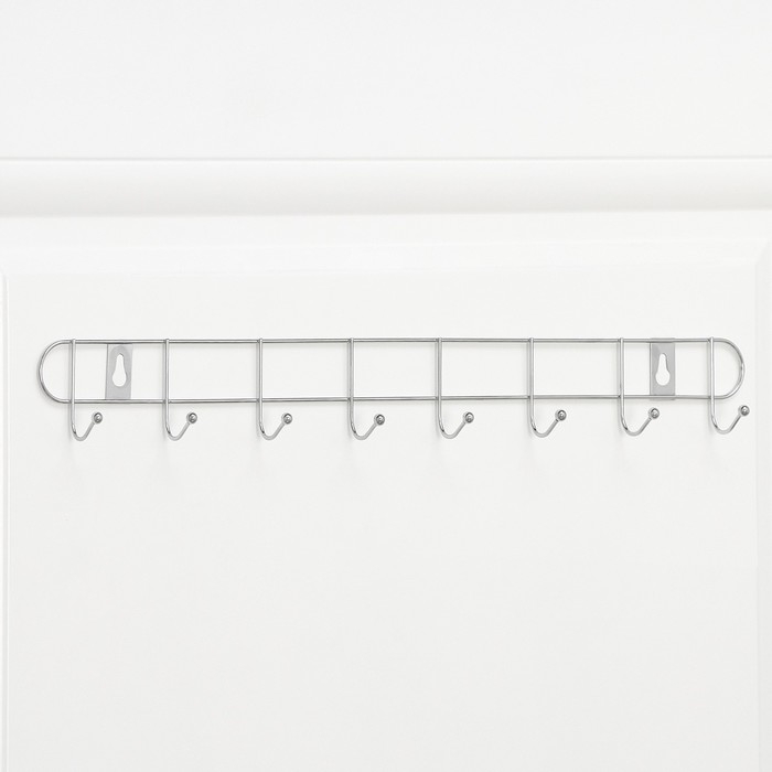 Вешалка настенная на 8 крючков Доляна &laquo;Лето&raquo;, 46&times;3&times;5 см, цвет серебряный