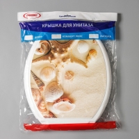 Сиденье для унитаза с крышкой Росспласт &laquo;Ракушки на песке&raquo;,54х37см, белое