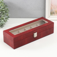 Шкатулка кожзам под часы 6 отделений "Питон бордовый с прожилками" 11х31х7,5 см Шкатулка кожзам под часы 6 отделений "Питон бордовый с прожилками" 11х31х7,5 см