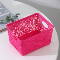 Корзинка для хранения &laquo;Кружевные цветы&raquo;, пластик, 14&times;10&times;8 см, цвет МИКС