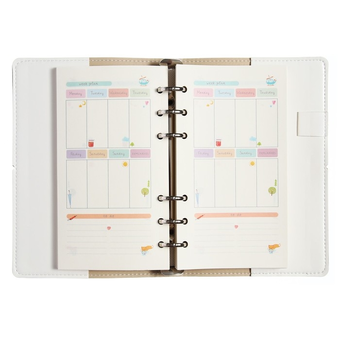 Записная книжка А5, 160 листов на кольцах DAILY JOURNAL, обложка искусственная кожа, блок с иллюстрациями 80 г/м2, МИКС