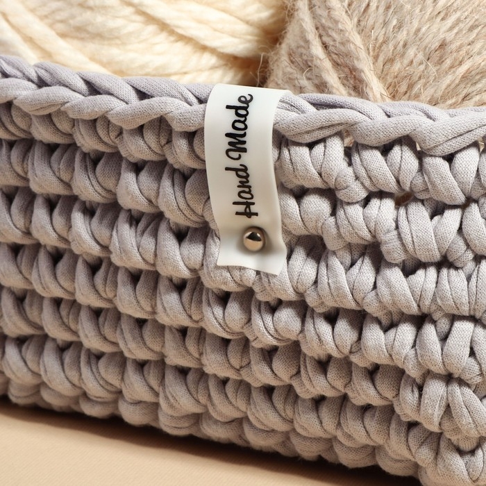 Бирка с кнопкой &laquo;Hand made&raquo;, 8 &times; 1,5 см, 10 шт, цвет белый