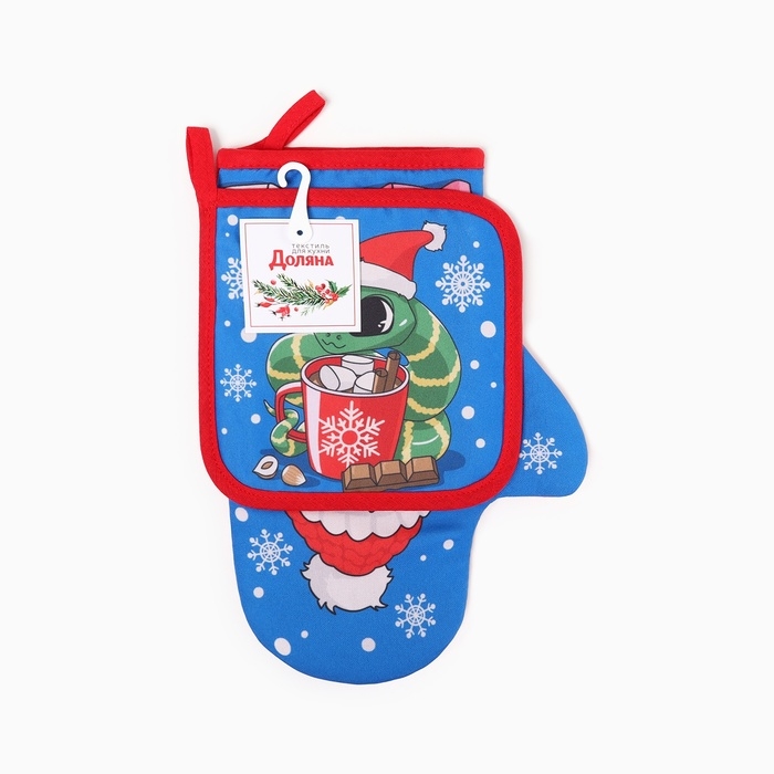 Набор кух. Доляна Мagic snake: прихватка 17х17 см, варежка-прихватка 20х28 см, 35%хл, 65%пэ