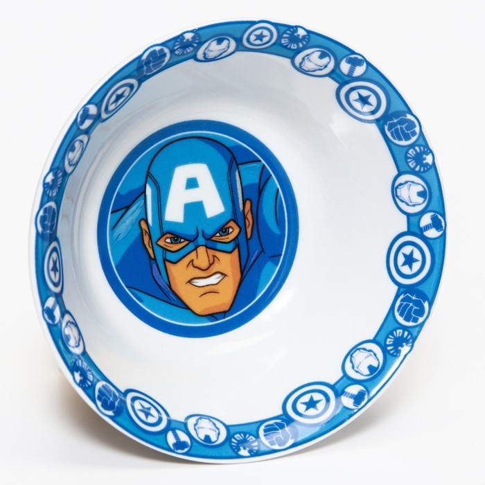 Набор посуды из керамики, 3 предмета: тарелка &Oslash; 16,5 см, миска &Oslash; 14 см, кружка 200 мл, "Мстители", Марвел