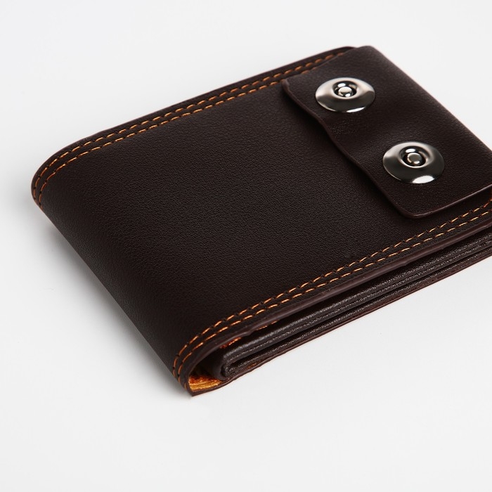 Портмоне мужское на магнитах, отдел для купюр, для карт, для монет, цвет коричневый