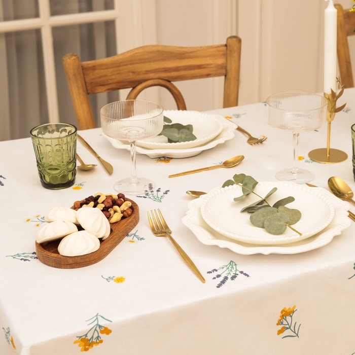 Скатерть Этель "Полевые цветочки" 146х110+/-2см, рогожка 176 г/м2, 100% хл