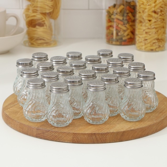 Набор стеклянных солонок Доляна &laquo;Изгиб граней&raquo;, 24 предмета: 60 мл, 5&times;7,5 см