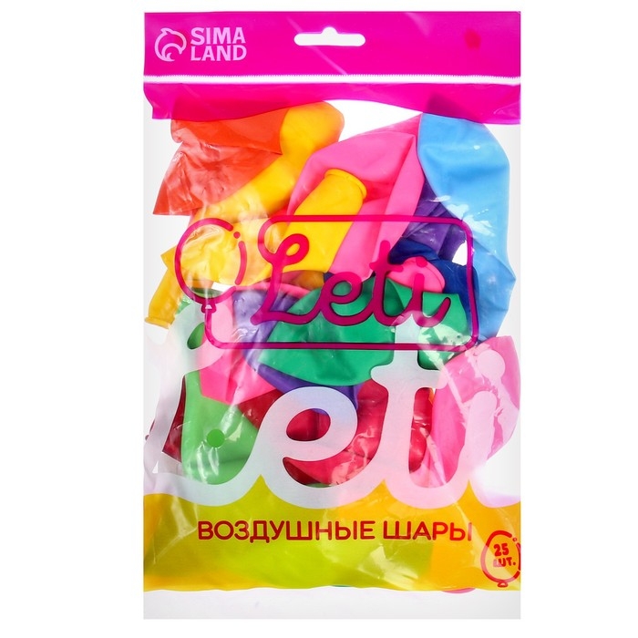 Шар латексный 12", пастель, набор 25 шт., цвета МИКС