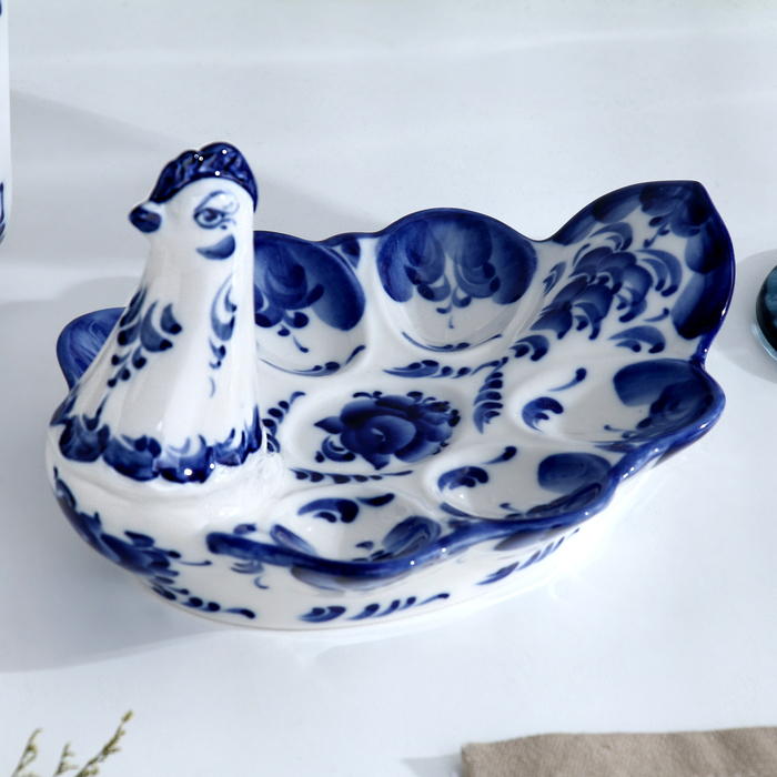 Тарелка для яиц Тарелка для яиц "Наседка" гжель