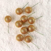 Набор топперов на проволоке &laquo;Шар&raquo;, набор 10 шт., размер 1 шт. &mdash; 4 &times; 11 см, цвет золото