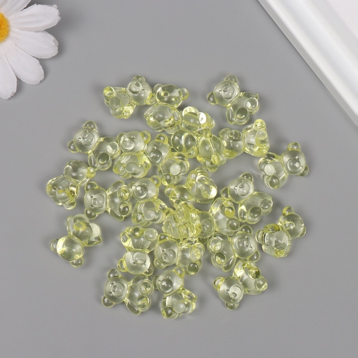 Декор для творчества пластик Декор для творчества пластик "Медвежонок" жёлтый набор 25 шт 1,8х1,5х1 см