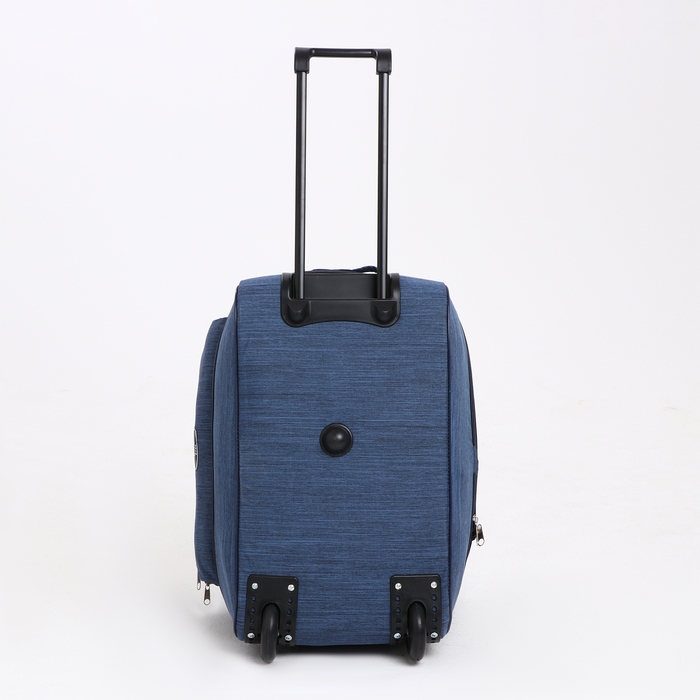 Сумка дорожная на колёсах, отдел на молнии, с увеличением, 2 наружных кармана, цвет синий