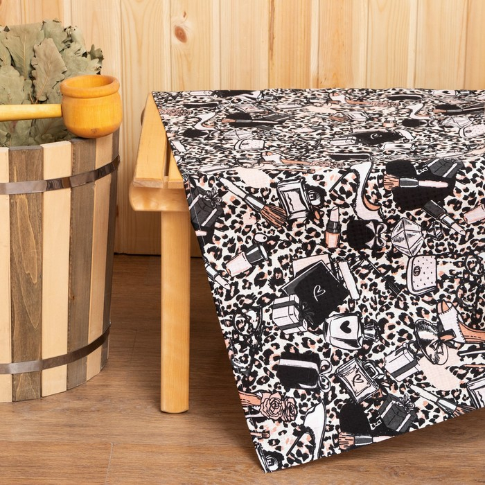 Простыня банная Этель Простыня банная Этель "Леопард" 150х180 см, вафля 200г/м2, 100% хл