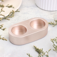 Подсвечник "Мрамор" из гипса для двух свечей овальный, 12х6х3см, шампань