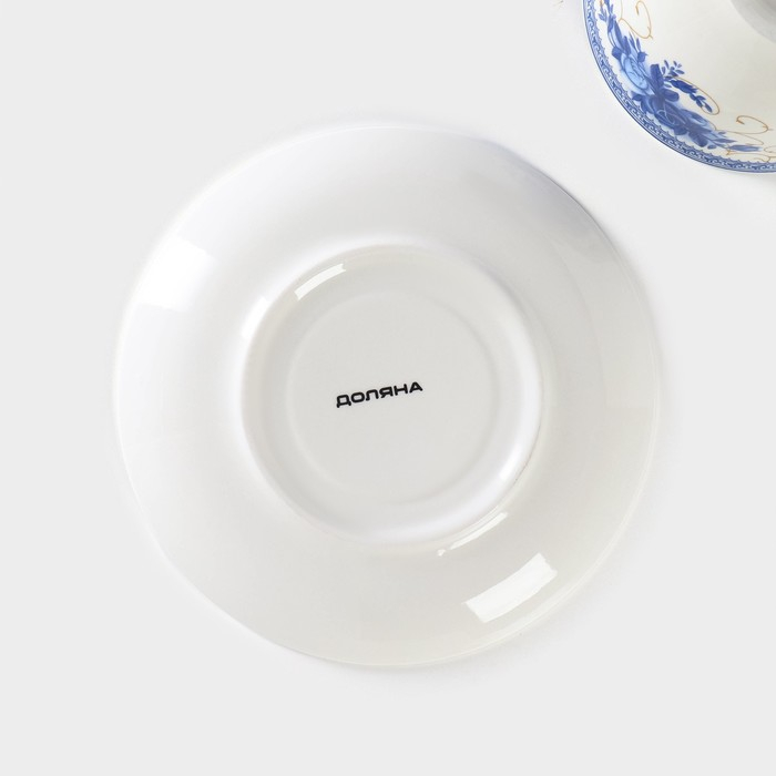 Чайная пара Доляна &laquo;Аззурро&raquo;, 2 предмета: чашка 240 мл, блюдце d=15,2 см, цвет белый