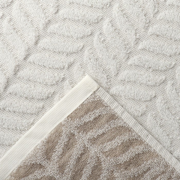 Полотенце махровое Этель "Узор", цв. молочный, 50х90 см, 83% хл, 17% лён, 500 г/м2