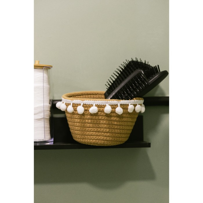 Корзина для хранения плетёная ручной работы Доляна &laquo;Тэс&raquo;, 16&times;16&times;10 см, цвет бежевый