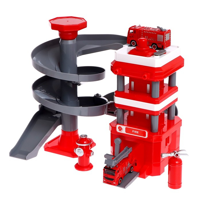 Парковка &laquo;Пожарная часть&raquo;, с 2 машинками, с водяной пушкой