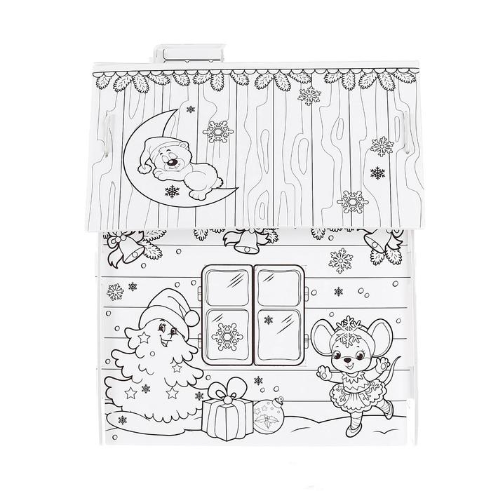 Домик-раскраска 3 в 1 &laquo;Весёлые зверята&raquo;, 5 фломастеров, 6 деталей