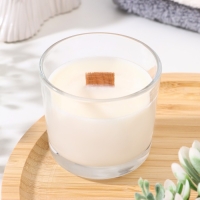 Свеча из соевого воска в стакане с деревянным фитилем "Ванильный капучино", 65 гр Свеча из соевого воска в стакане с деревянным фитилем "Ванильный капучино", 65 гр