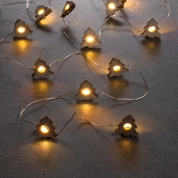 Гирлянда &laquo;Нить&raquo; 2 м роса с насадками &laquo;Ёлочка&raquo;, IP20, серебристая нить, 20 LED, батарейки ААх2 (нет в комплекте), свечение тёплое белое