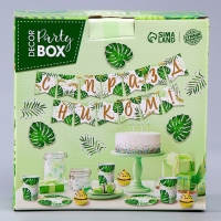 Набор бумажной посуды одноразовый декор &laquo;Эко&raquo;, 6 тарелок, 6 стаканов, 1 гирлянда, декор фотозоны