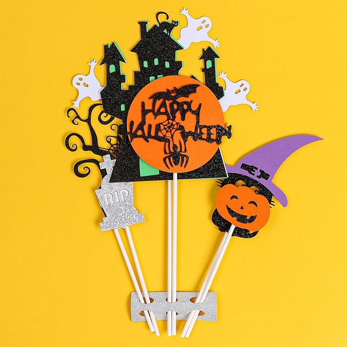Набор топперов «Счастливого хэллоуина», в наборе 6 шт. Набор топперов «Счастливого хэллоуина», в наборе 6 шт.