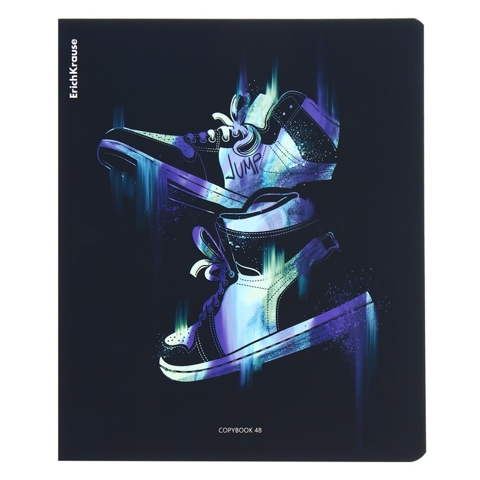Тетрадь 48 листов в клетку, ErichKrause Sneakers, обложка мелованный картон, Soft-touch ламинация, УФ-лак, блок офсет 100% белизна, МИКС