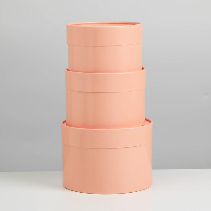 Набор шляпных коробок 3 в 1 пудровый, упаковка подарочная, 16 х 10, 14 х 9, 13 х 8,5 см