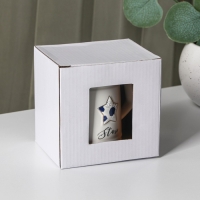 Кружка керамическая с крышкой и ложкой &laquo;Звезда&raquo;, 350 мл, цвет белый