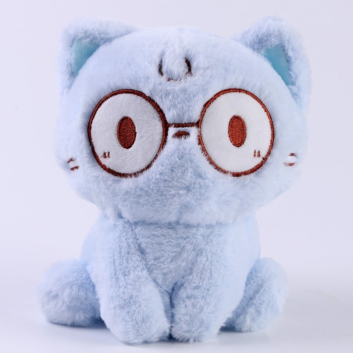 Мягкая игрушка &laquo;Кот&raquo; в очках, 20 см, цвет голубой