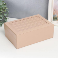 Шкатулка кожзам для украшений чемодан "Крупная клетка" бежевая 9х25х17 см Шкатулка кожзам для украшений чемодан "Крупная клетка" бежевая 9х25х17 см