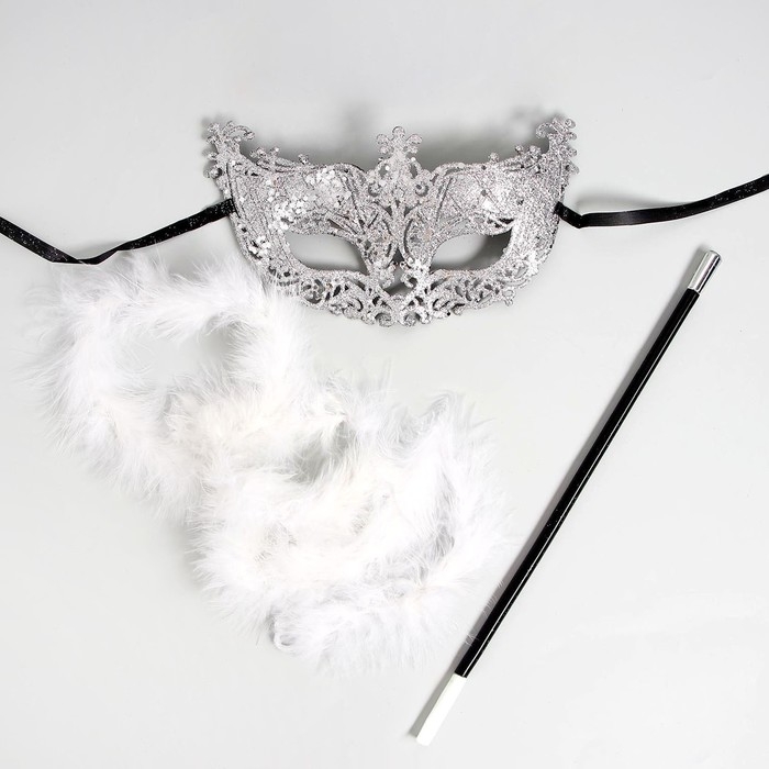 Новогодний карнавальный набор A little party never killed nobody, маска, мундштук, боа, на новый год