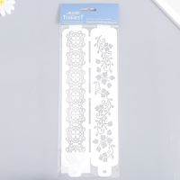 Трафарет бордюрный пластиковый "Узор цветочная ветка" пластик, 11х32 см Трафарет бордюрный пластиковый "Узор цветочная ветка" пластик, 11х32 см