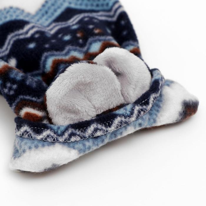 Шапка-капор зимняя для собак, M-L(ДС 24 см, ОМ 30 см), микс