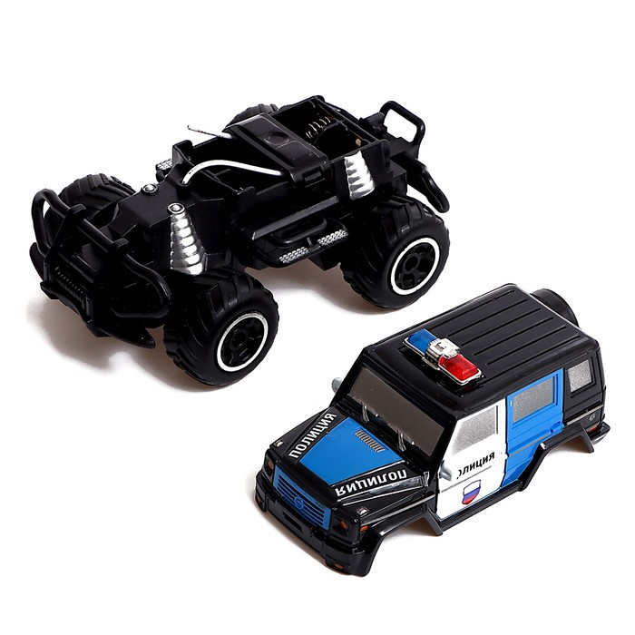 Джип радиоуправляемый &laquo;Полиция&raquo;, работает от батареек, цвет чёрный