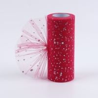 Фатин с блёстками, 15 см, 11 ± 1 г/кв.м, 23 ± 1 м, цвет ярко-розовый №61 Фатин с блёстками, 15 см, 11 ± 1 г/кв.м, 23 ± 1 м, цвет ярко-розовый №61