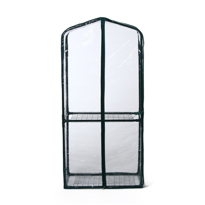 Парник-стеллаж, 2 полки (сетка), 125 &times; 59 &times; 39 см, металлический каркас d = 16 мм, чехол плёнка 80 мкм