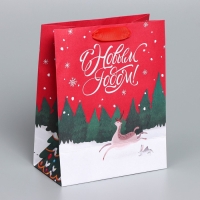 Пакет подарочный новогодний крафтовый вертикальный &laquo;New&raquo;, MS 18 х 23 х 10 см, Новый год