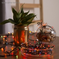 Гирлянда &laquo;Нить&raquo; 7 м, IP20, тёмная нить, 180 ламп, свечение мульти, 8 режимов, 220 В