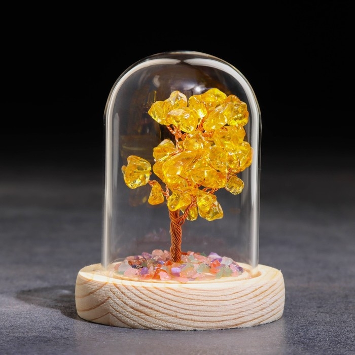 Сувенир в куполе Сувенир в куполе "Дерево Богатства. Цитрин", натуральный камень, 10 х 7 см