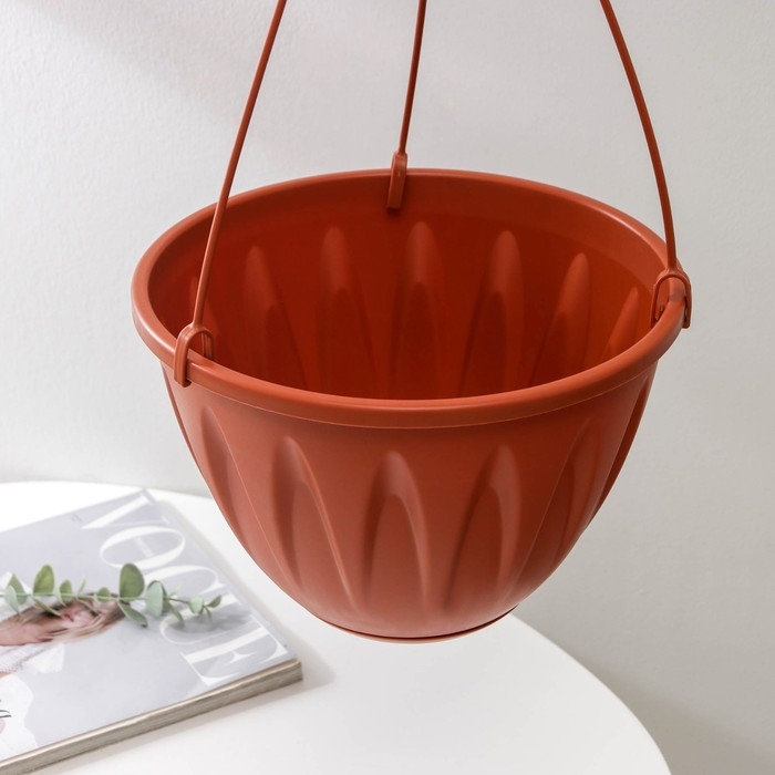 Кашпо для цветов подвесное «Алиция», 4,3 л, с поддоном, цвет терракотовый Кашпо для цветов подвесное «Алиция», 4,3 л, с поддоном, цвет терракотовый