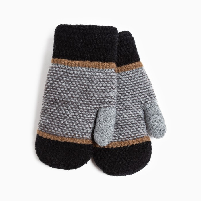 Варежки детские, цвет чёрный/тёмно-серый, размер 16 (8-10 лет) Варежки детские, цвет чёрный/тёмно-серый, размер 16 (8-10 лет)