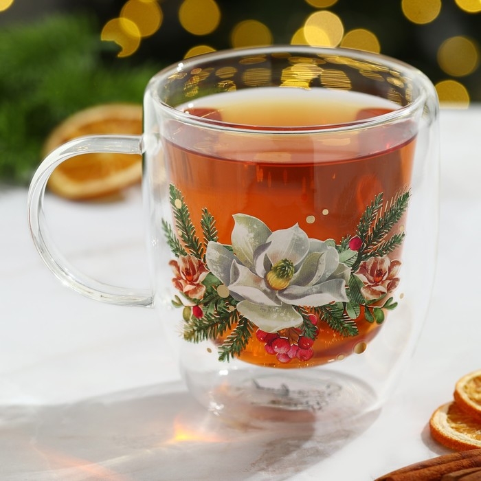 Кружка стеклянная с двойными стенками &laquo;Зимние истории&raquo;, 300 мл